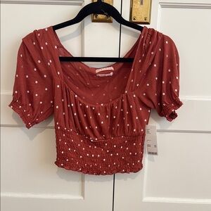 Urban Outfitters NWT - Polka Dot Smocked Red Crop Top